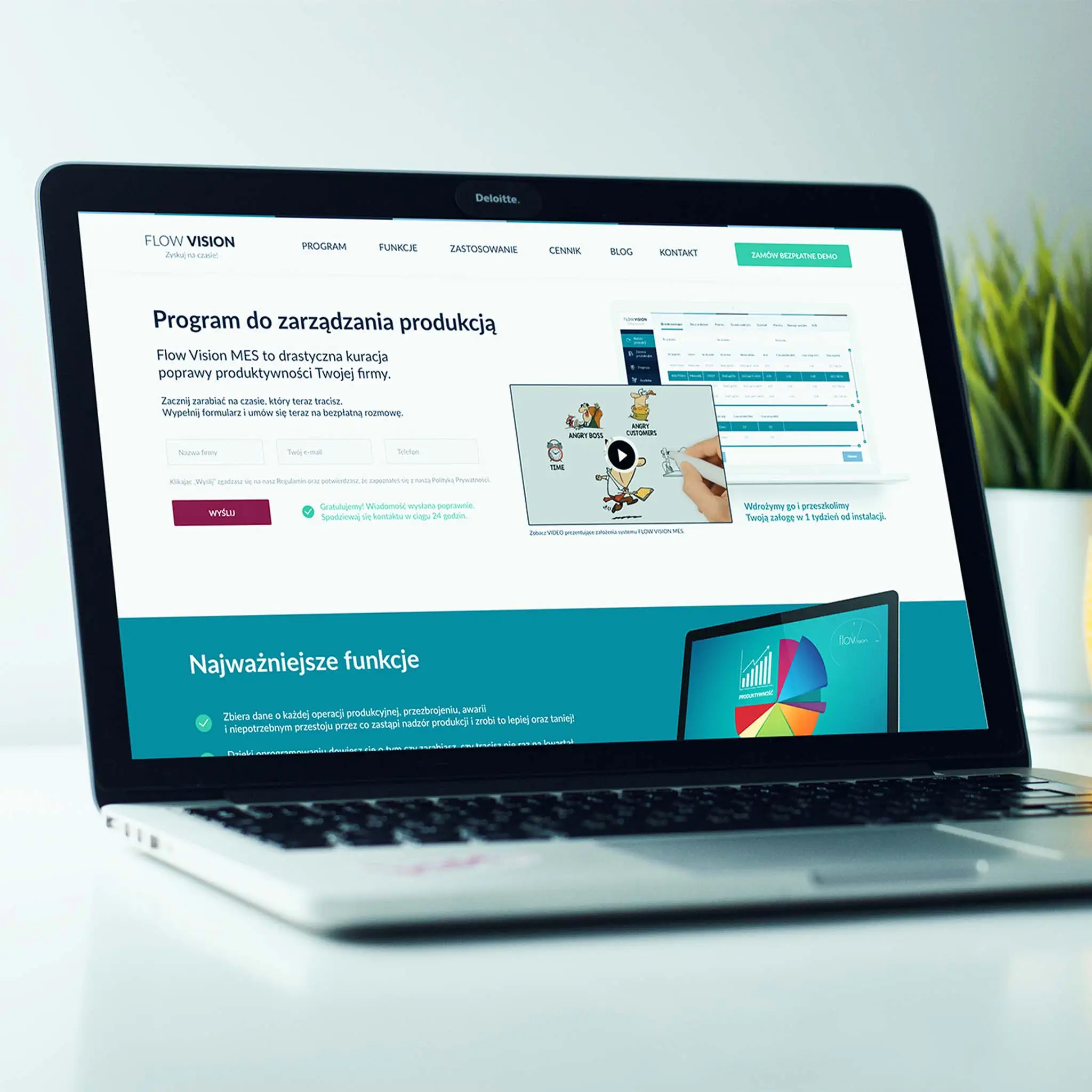 Strona internetowa dla Programu do Zarządzania Produkcją Flow Vision